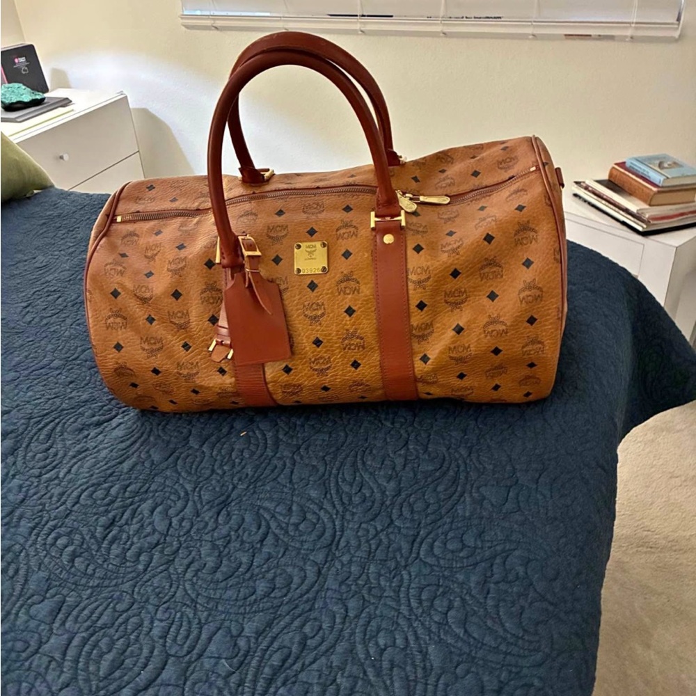 MCM Cognac Visetos Duffel Bag